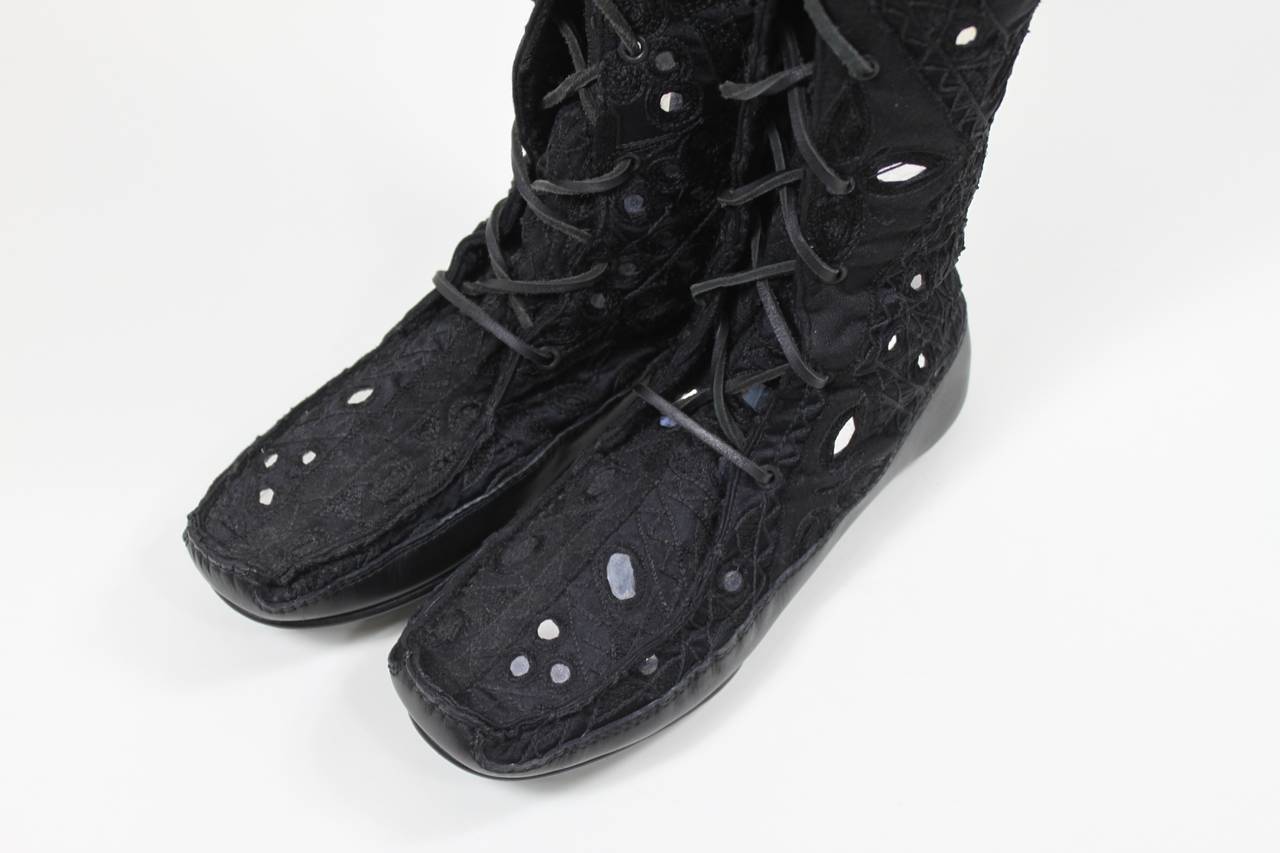 Gucci Black Embroidered Moccasins with Appliqued Mirrors NEW/OLD 2