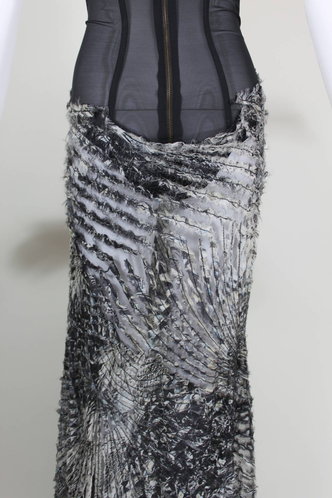 Roberto Cavalli Sheer Asymmetrical Gown with Appliqued Graphic Print 3
