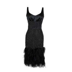 Douglas Hannant Ostrich Feather and Rhinestone Party Dress