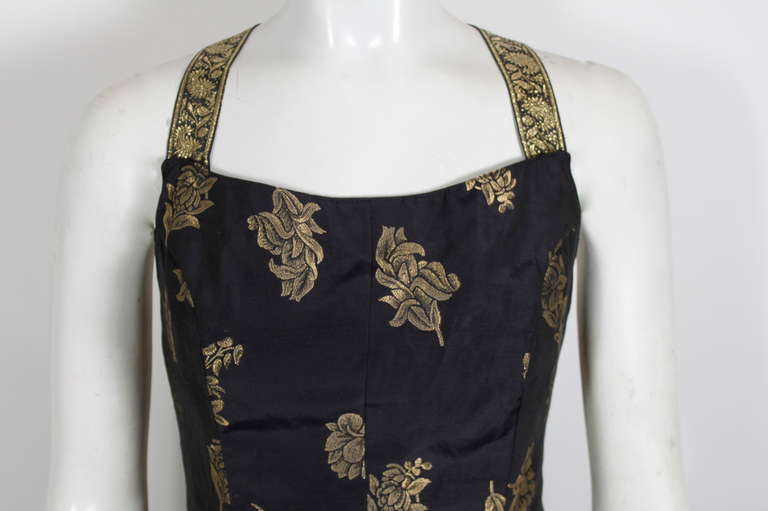 Christian Lacroix 1990s Black & Gold Brocade Apron Gown In Excellent Condition In Los Angeles, CA
