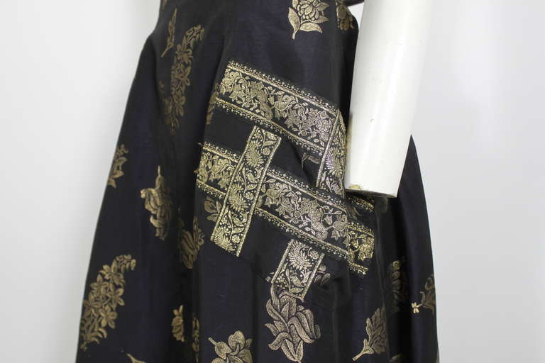 Christian Lacroix 1990s Black & Gold Brocade Apron Gown 1