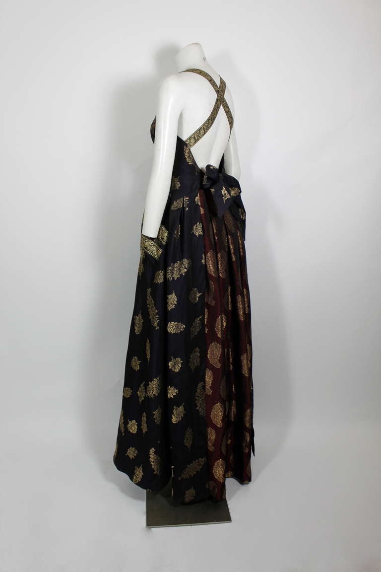 Christian Lacroix 1990s Black & Gold Brocade Apron Gown 2