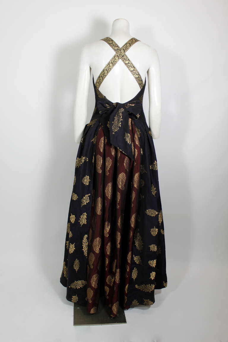 Christian Lacroix 1990s Black & Gold Brocade Apron Gown 3