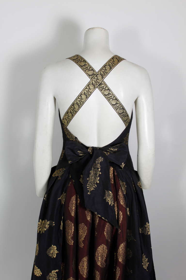 Christian Lacroix 1990s Black & Gold Brocade Apron Gown 4