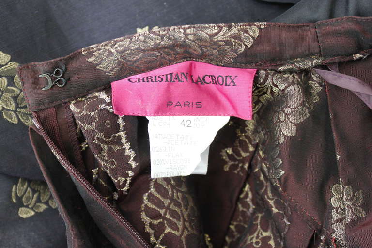 Christian Lacroix 1990s Black & Gold Brocade Apron Gown 6
