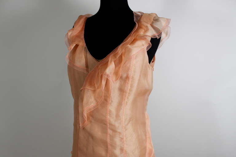 Nina Ricci Silk Organza Asymmetrical Gown with Flowing Train 2