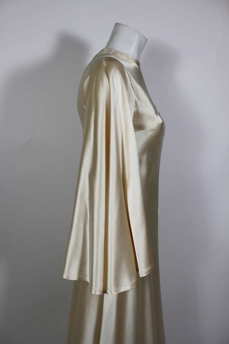 Women's Lanvin 1970s Couture Ecru Silk Goddess Gown For Sale