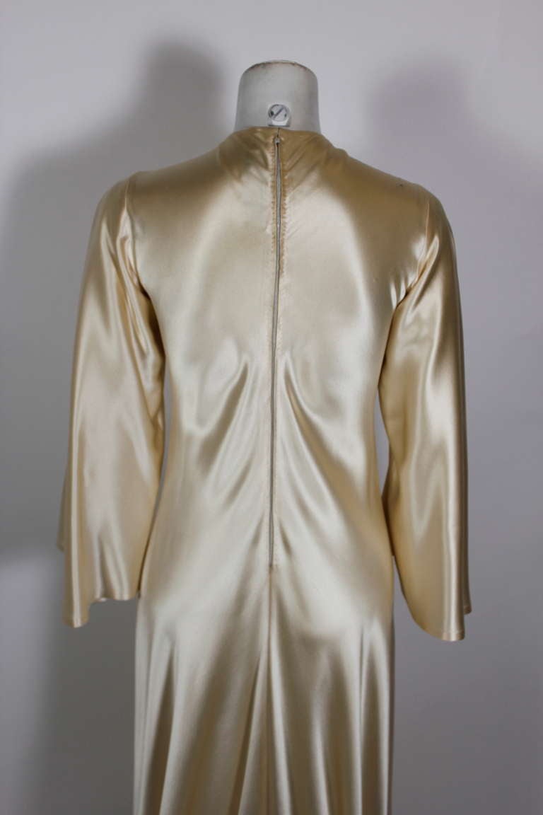 Lanvin 1970s Couture Ecru Silk Goddess Gown For Sale 2