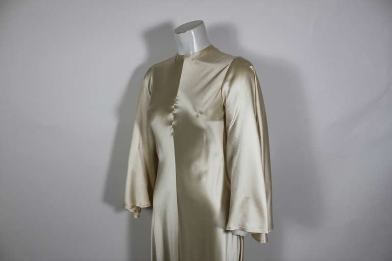 Lanvin 1970s Couture Ecru Silk Goddess Gown For Sale 3