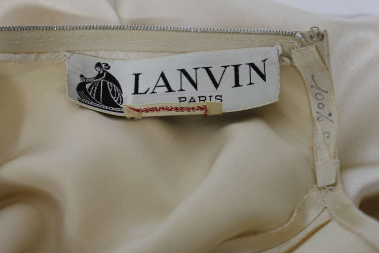 Lanvin 1970s Couture Ecru Silk Goddess Gown For Sale 5