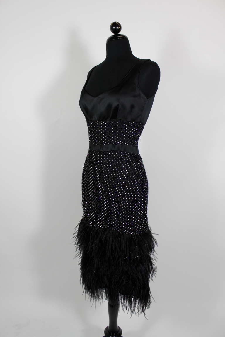 Douglas Hannant Ostrich Feather and Rhinestone Party Dress 1
