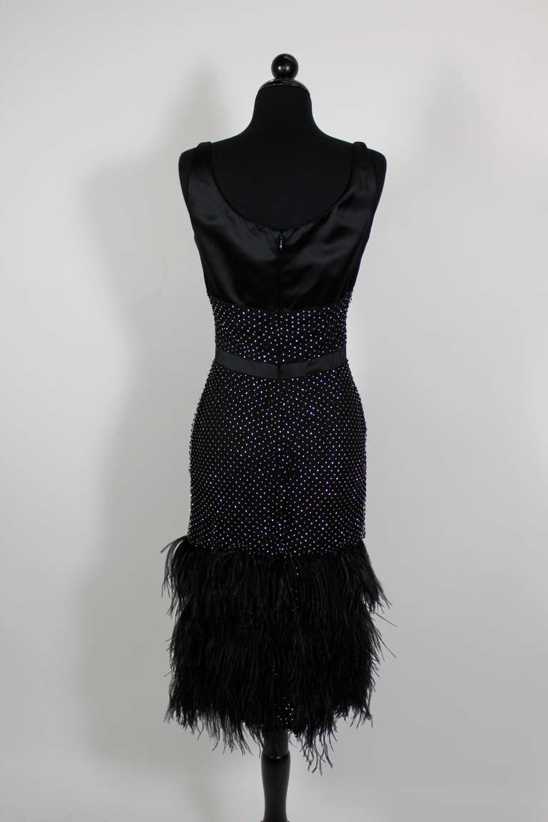 Douglas Hannant Ostrich Feather and Rhinestone Party Dress 4