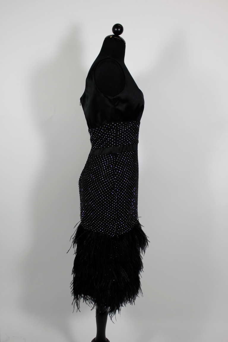 Douglas Hannant Ostrich Feather and Rhinestone Party Dress at 1stDibs