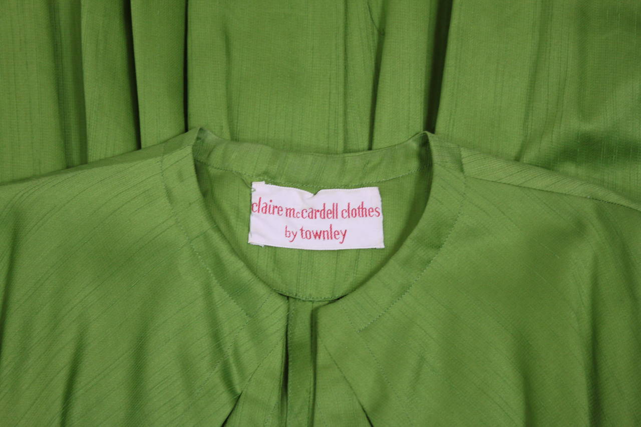1950s Claire McCardell Lime Green Day Dress with Belt For Sale 6