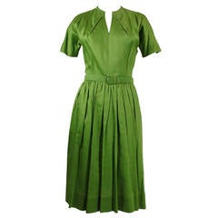 1950s Claire McCardell Lime Green Day Dress with Belt