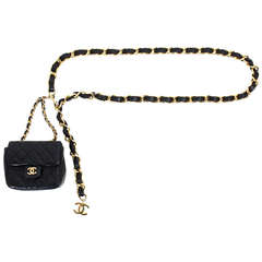 CHANEL Leater-Woven Chain Belt with Mini Pouch