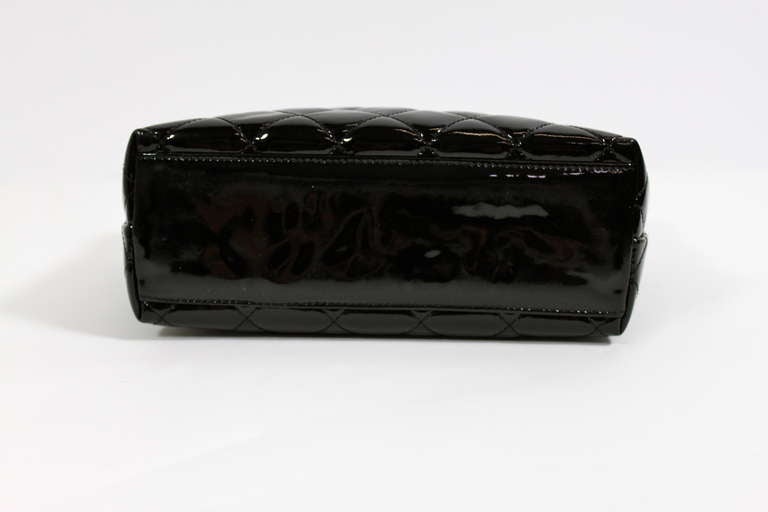 CHANEL Black Patent Leather Quilted Purse 5