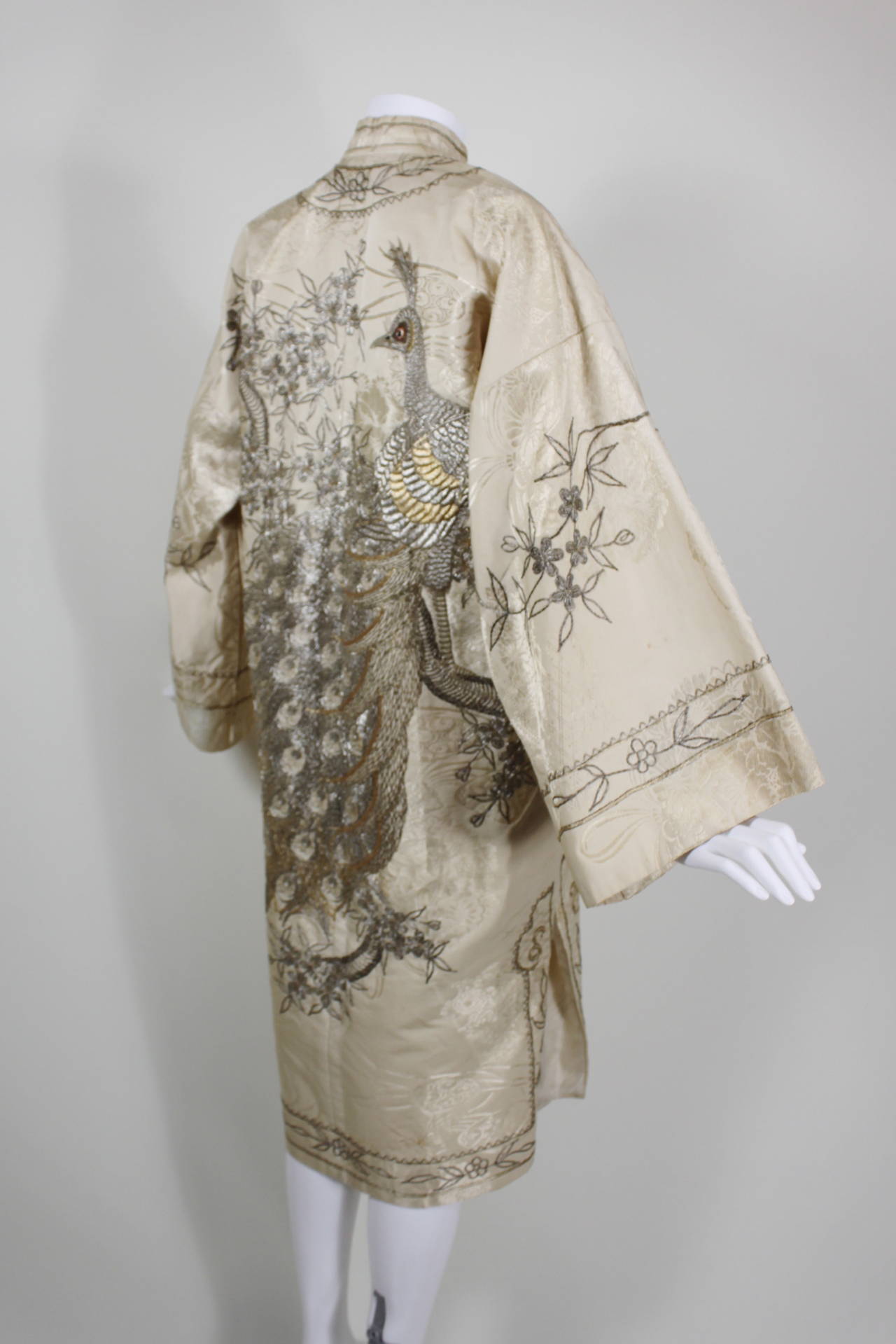 Silk Metallic Embroidered Jacket with Peacock Motif 4