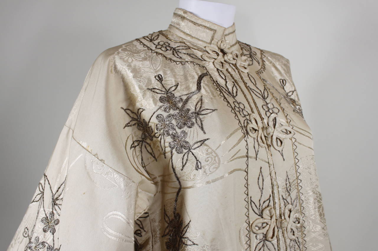 Silk Metallic Embroidered Jacket with Peacock Motif 7