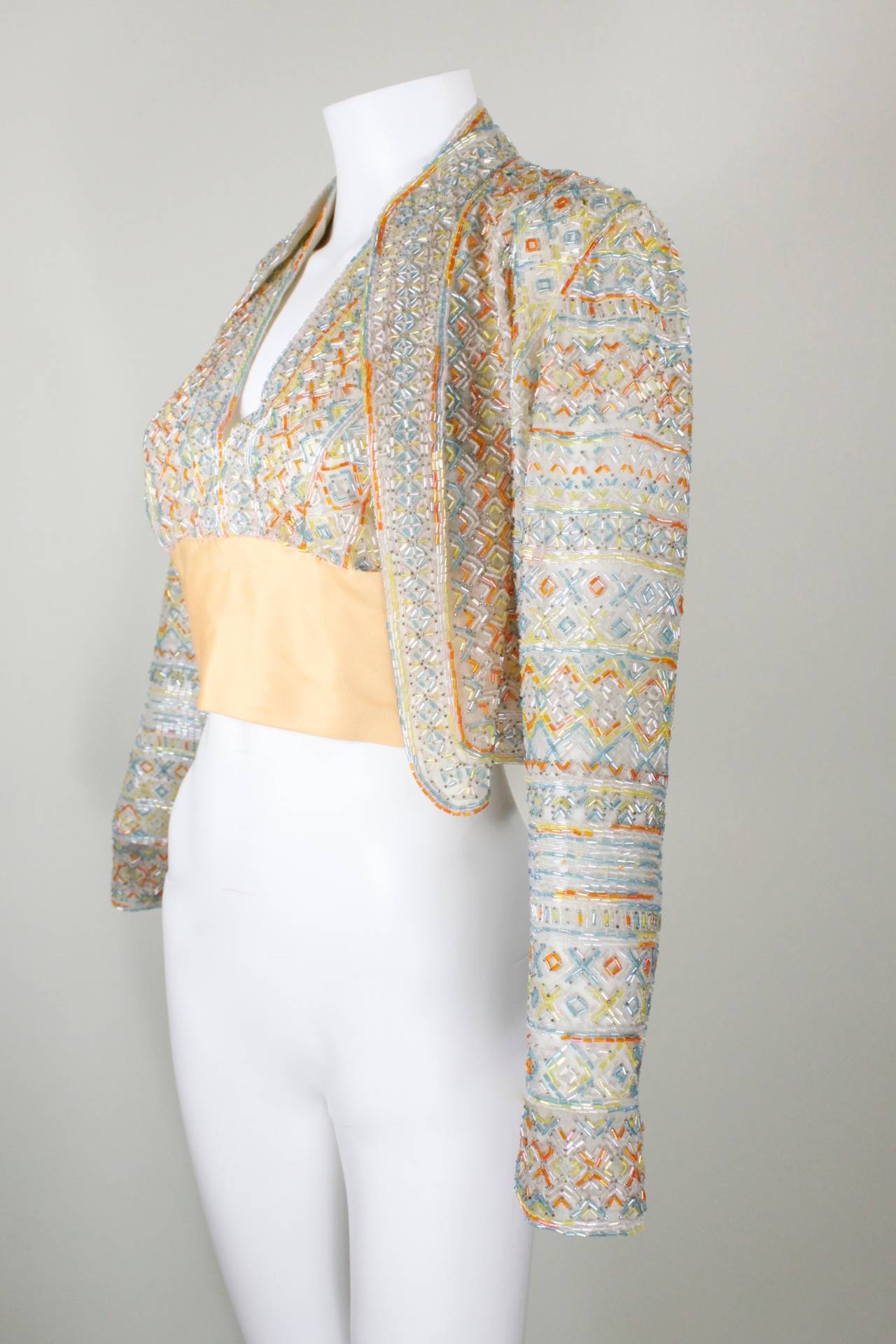 Halston Attribution Pastel Beaded Halter Top and Jacket For Sale 3