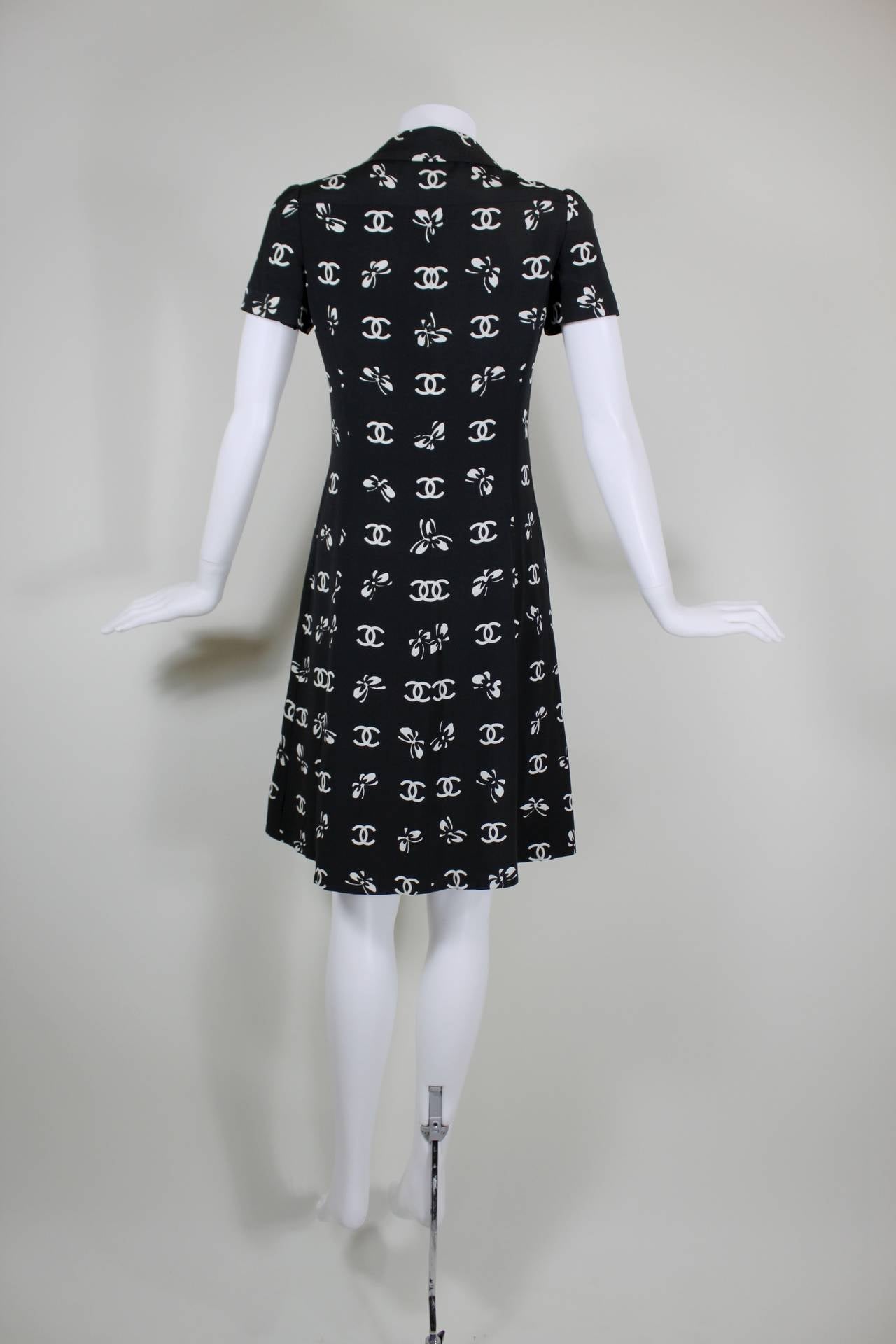 CHANEL Short Sleeved Logo Print Summer Dress 1