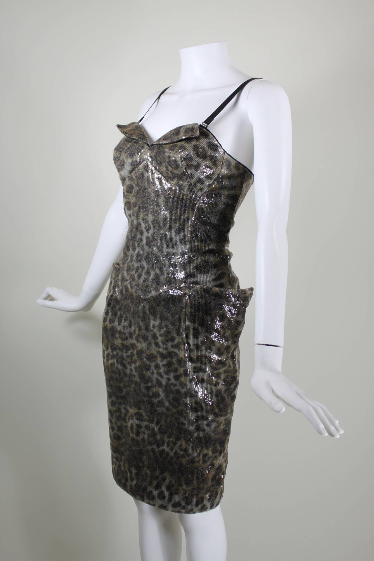 Vivienne Westwood Sequined Leopard Print Bustier Dress For Sale at ...