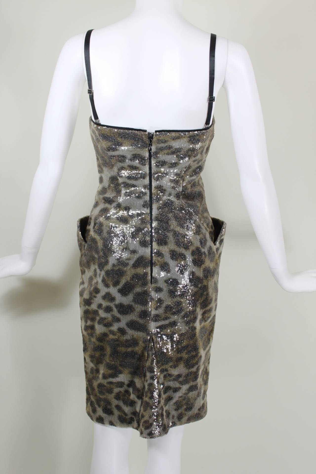 Black Vivienne Westwood Sequined Leopard Print Bustier Dress For Sale