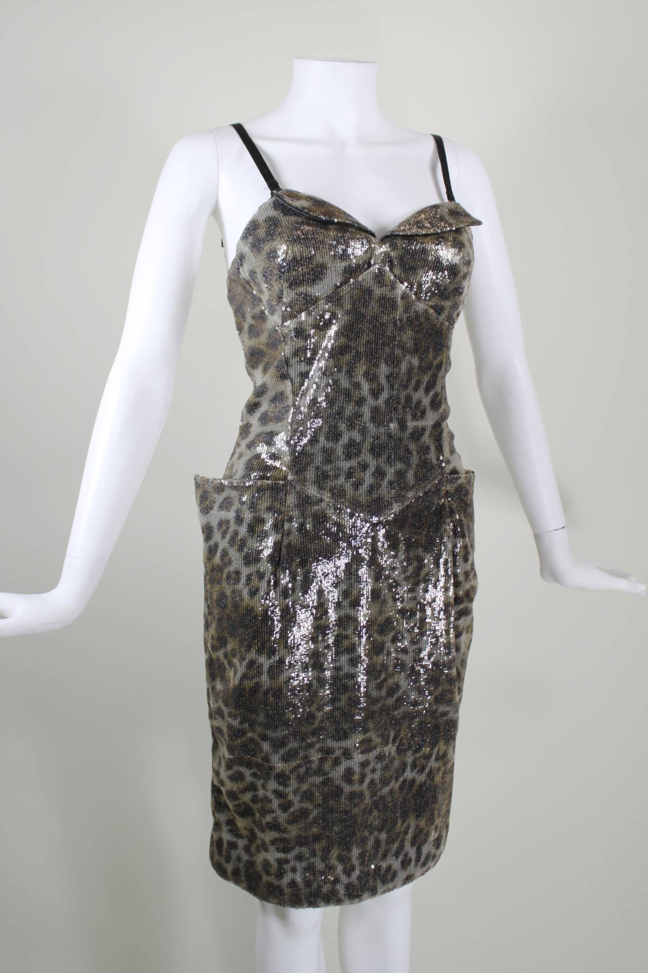 Vivienne Westwood Sequined Leopard Print Bustier Dress For Sale at ...