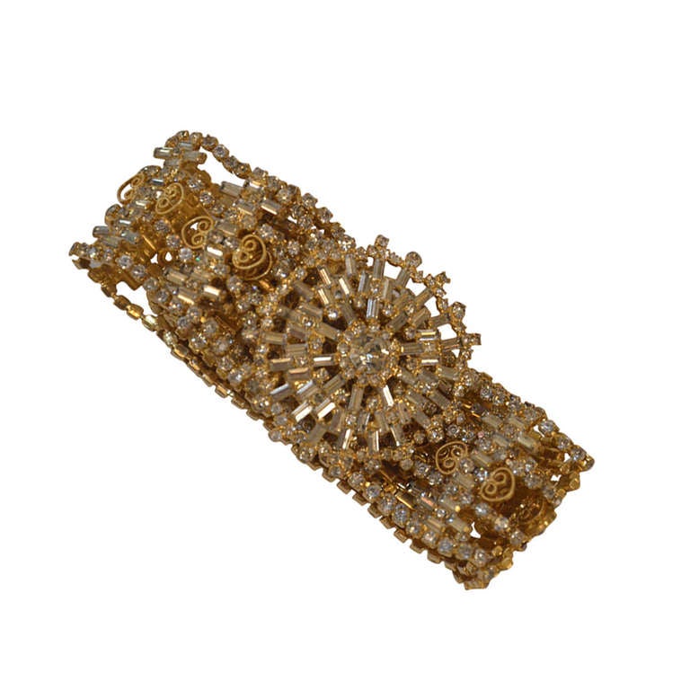 1960s KJL Goldtone Rhinestone Belt