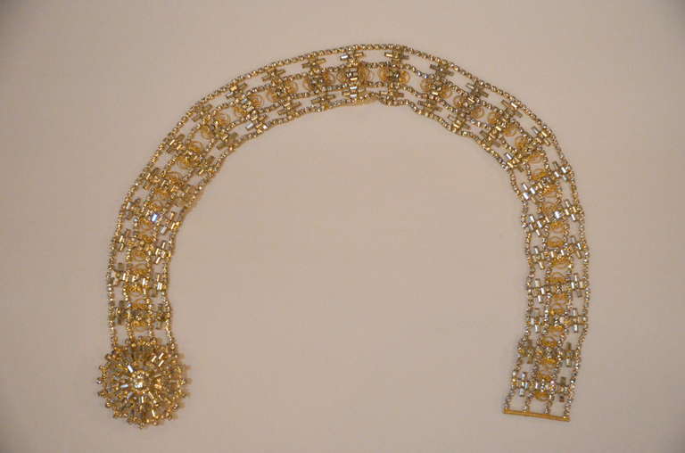 Women's 1960s KJL Goldtone Rhinestone Belt