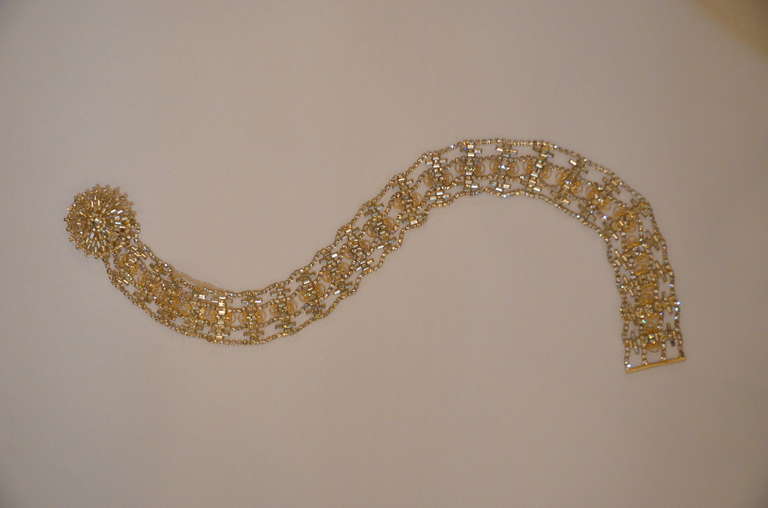 1960s KJL Goldtone Rhinestone Belt 1