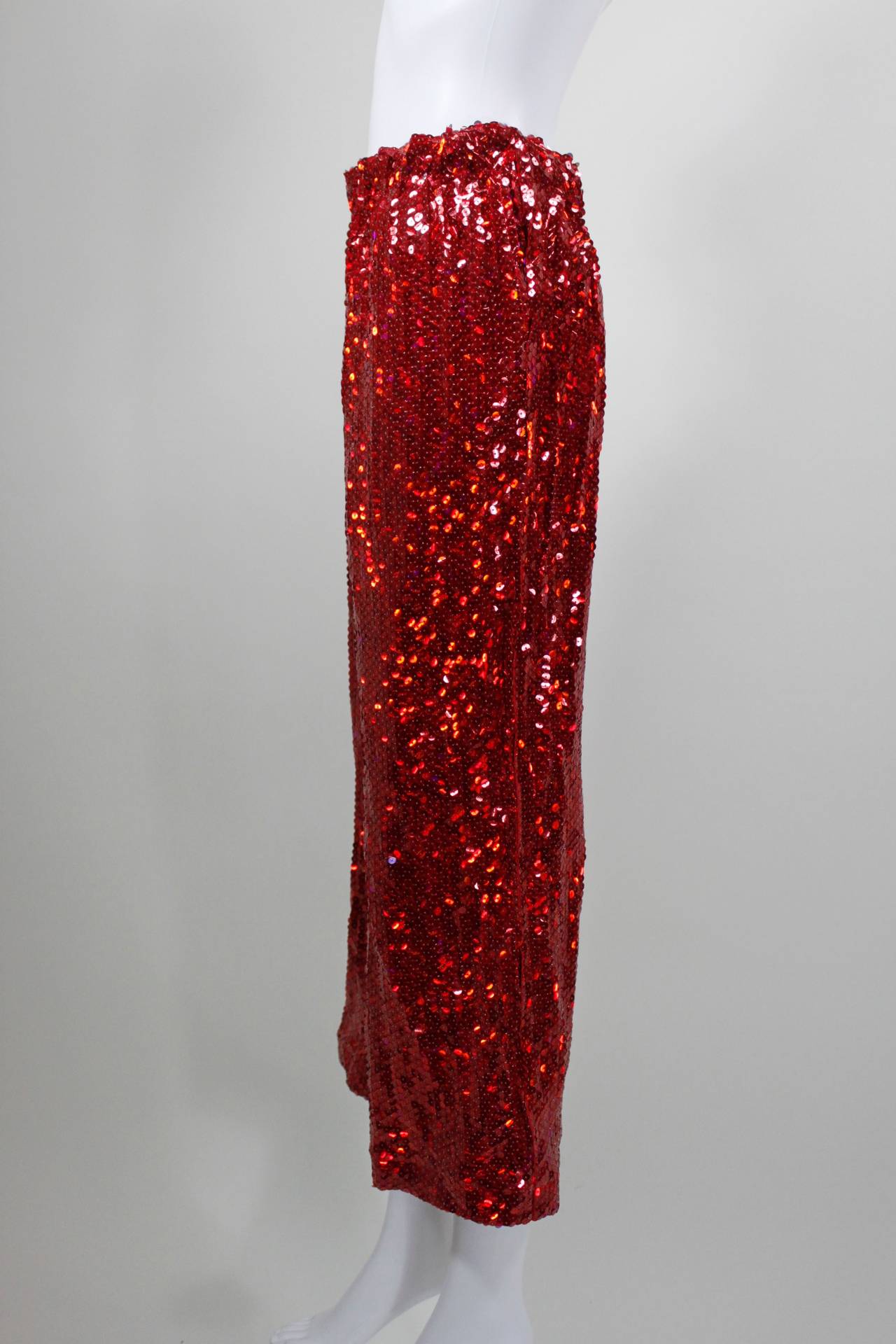 Comme des Garçons Fire Engine Red Sequined Cropped Pants 3