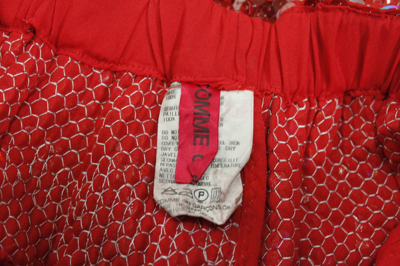 Comme des Garçons Fire Engine Red Sequined Cropped Pants 5