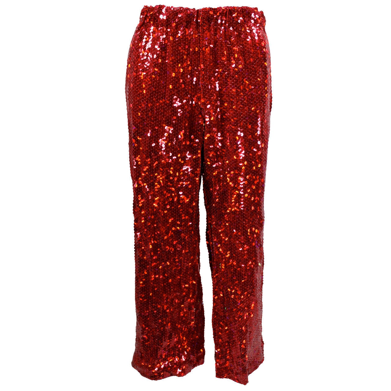 Comme des Garçons Fire Engine Red Sequined Cropped Pants at 1stDibs