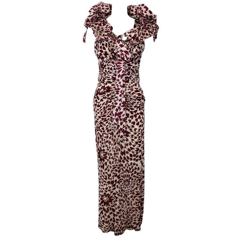 MISSONI Abstract Graphic Floral Print Gown with Shoulder Wrap