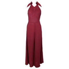 1970s Ossie Clark Plum Collared Gown with Collar