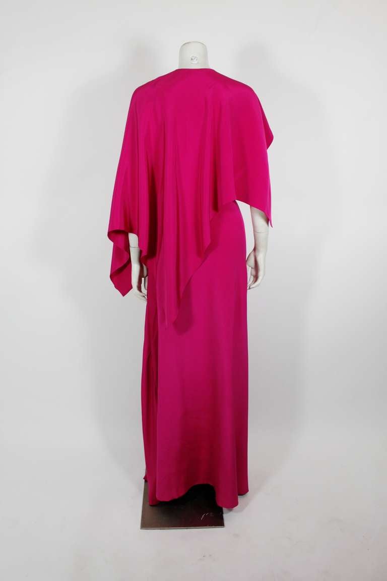 Grès Fuschia Asymmetrical Gown with Cape 2