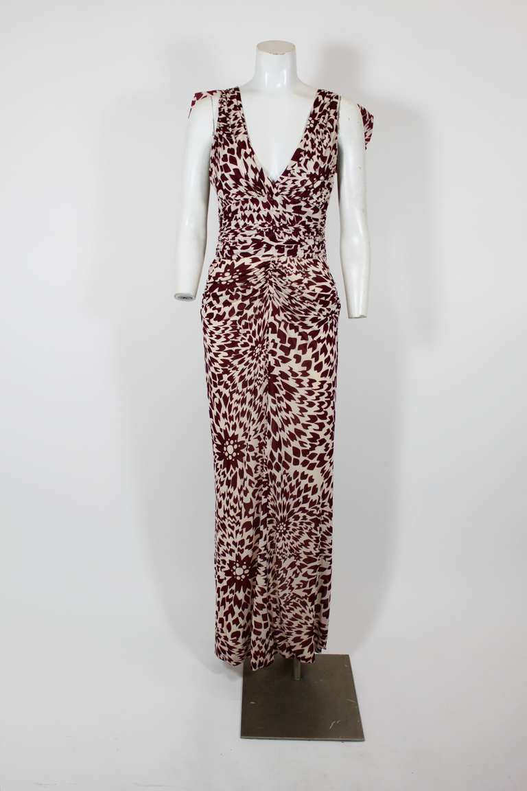 MISSONI Abstract Graphic Floral Print Gown with Shoulder Wrap In Excellent Condition In Los Angeles, CA