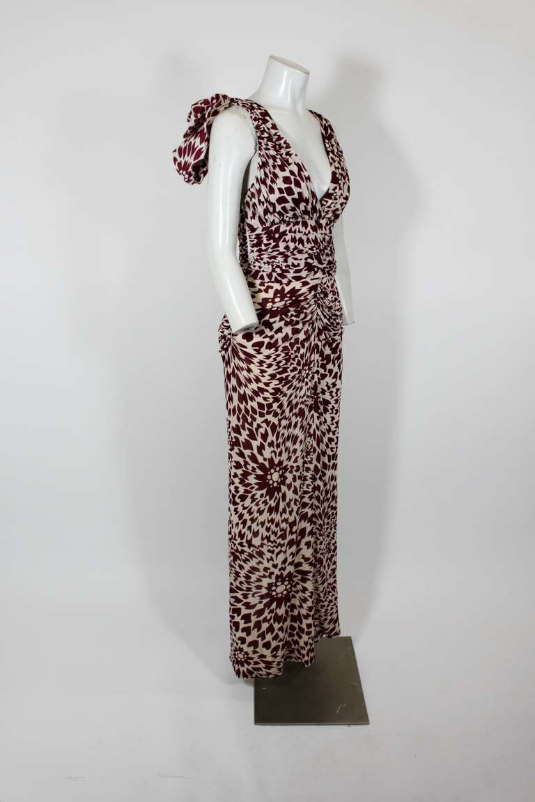 MISSONI Abstract Graphic Floral Print Gown with Shoulder Wrap 1