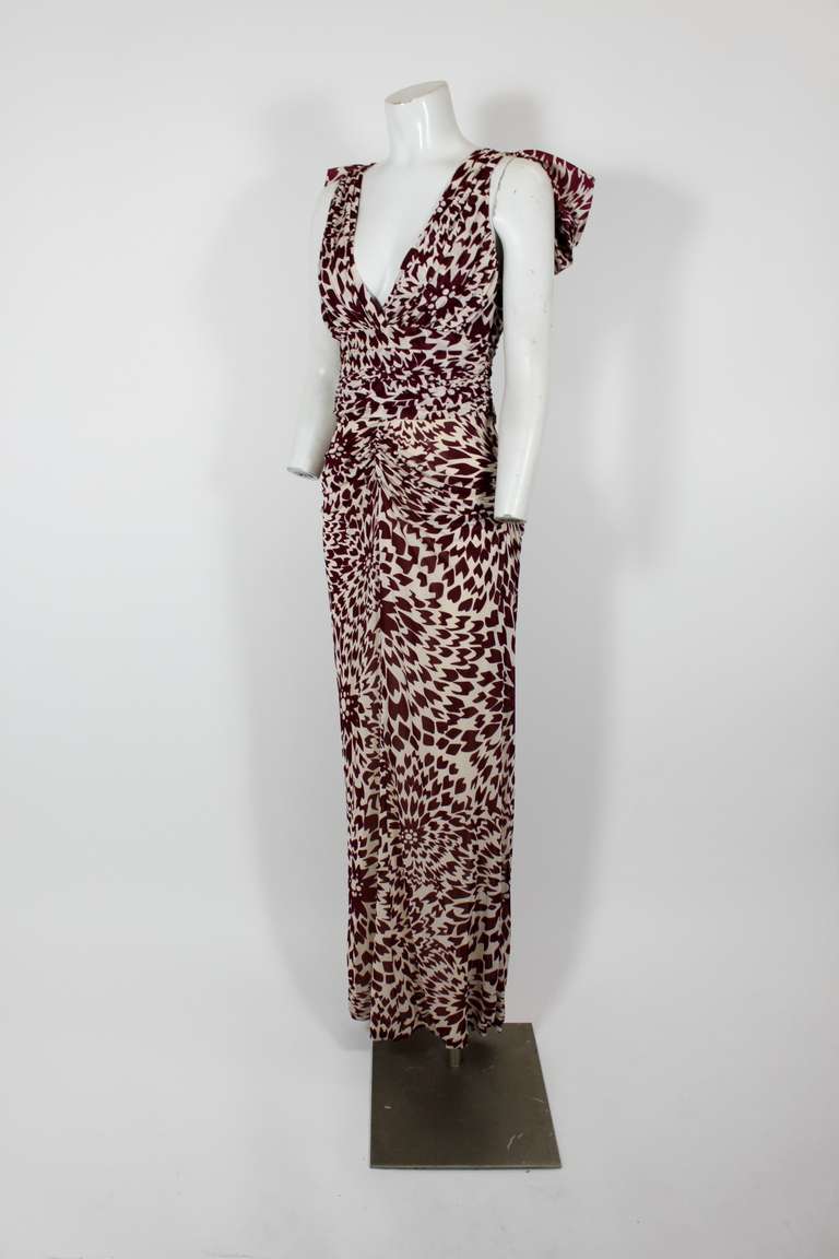 MISSONI Abstract Graphic Floral Print Gown with Shoulder Wrap 4