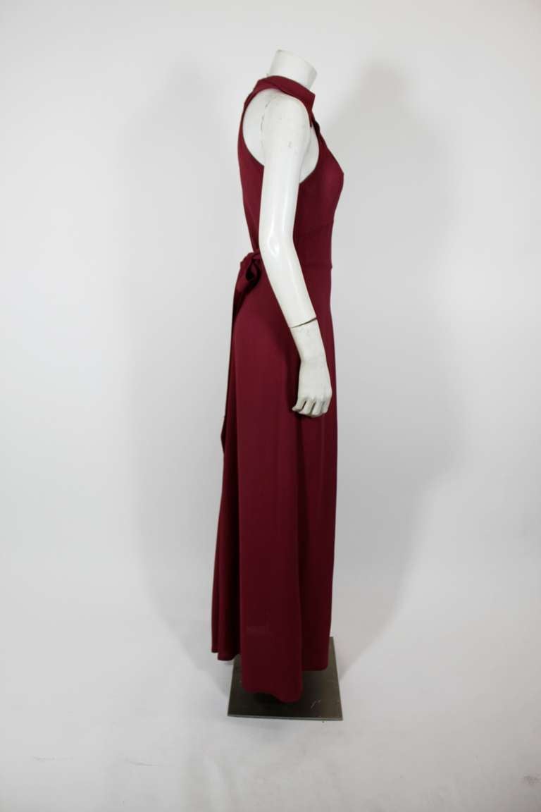 Women's 1970s Ossie Clark Plum Collared Gown with Collar