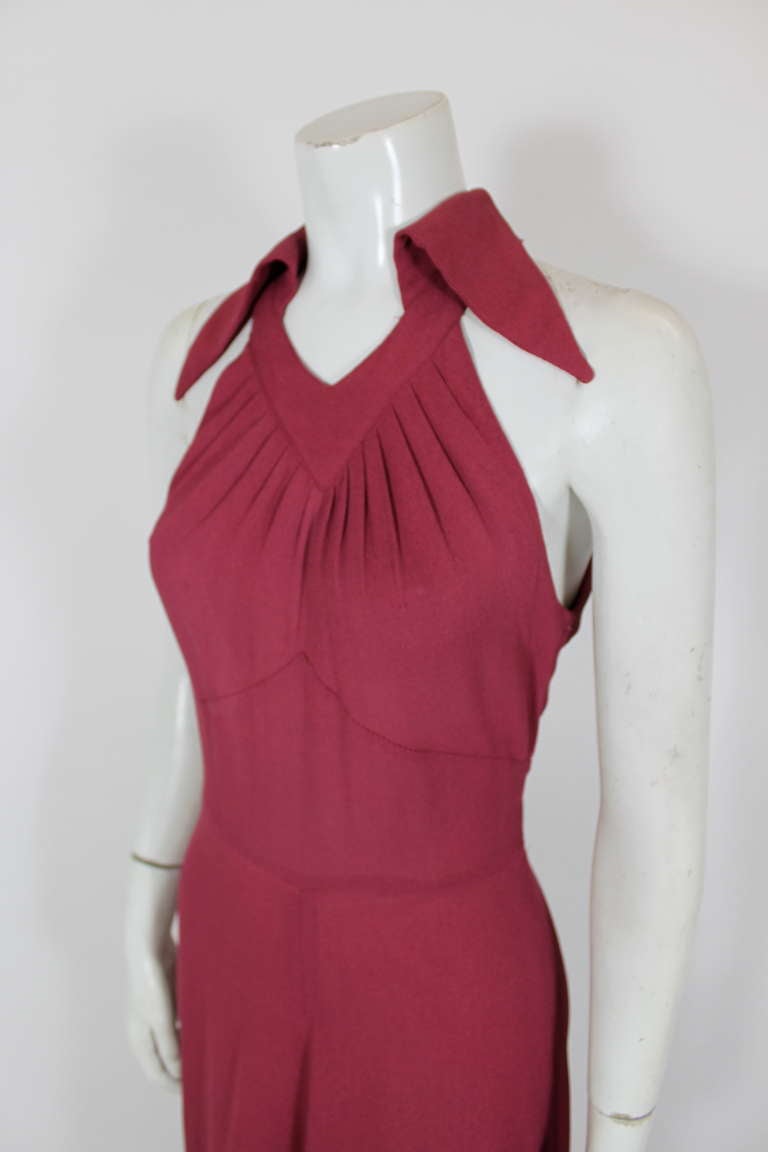 1970s Ossie Clark Plum Collared Gown with Collar 3