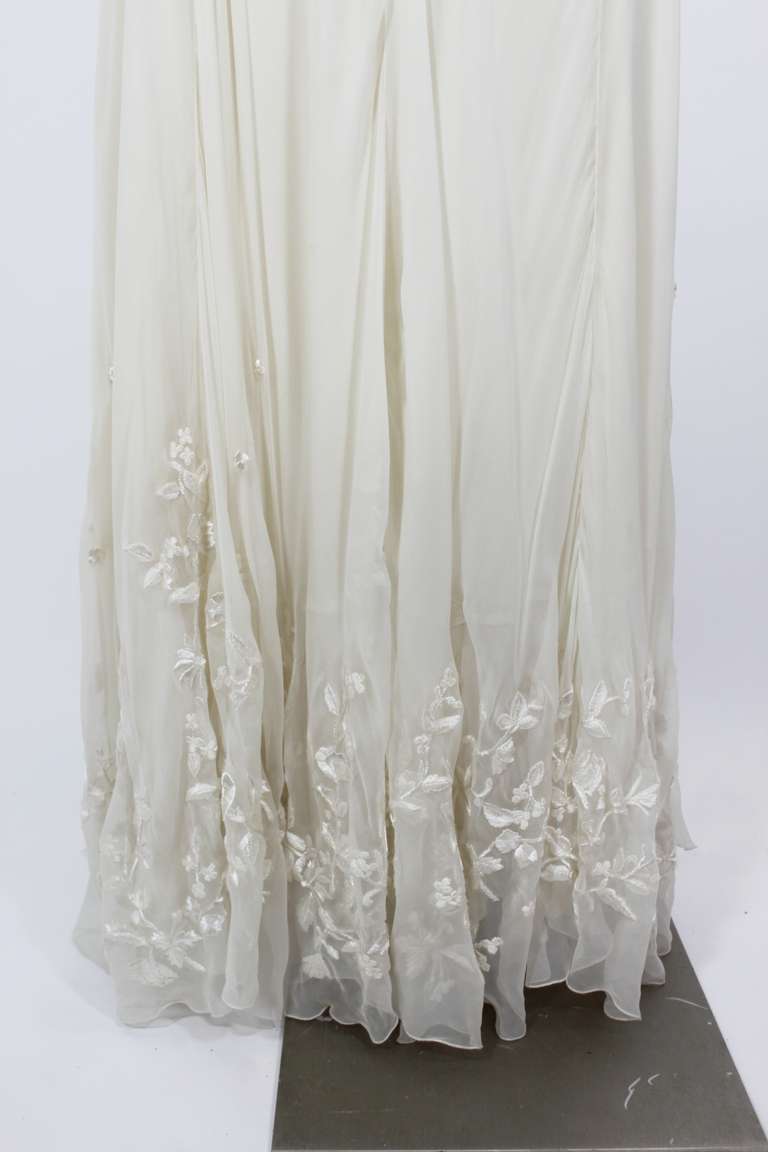 Alexander McQueen (unlabelled) Cream Chiffon Gown with Embroidery 1