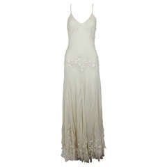 Alexander McQueen (unlabelled) Cream Chiffon Gown with Embroidery