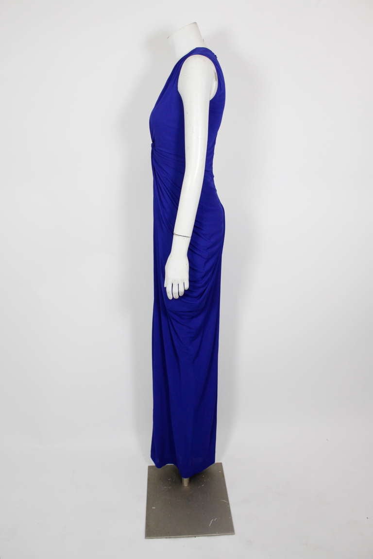 Women's Alexander McQueen Dazzling Blue Rayon Ruched Gown