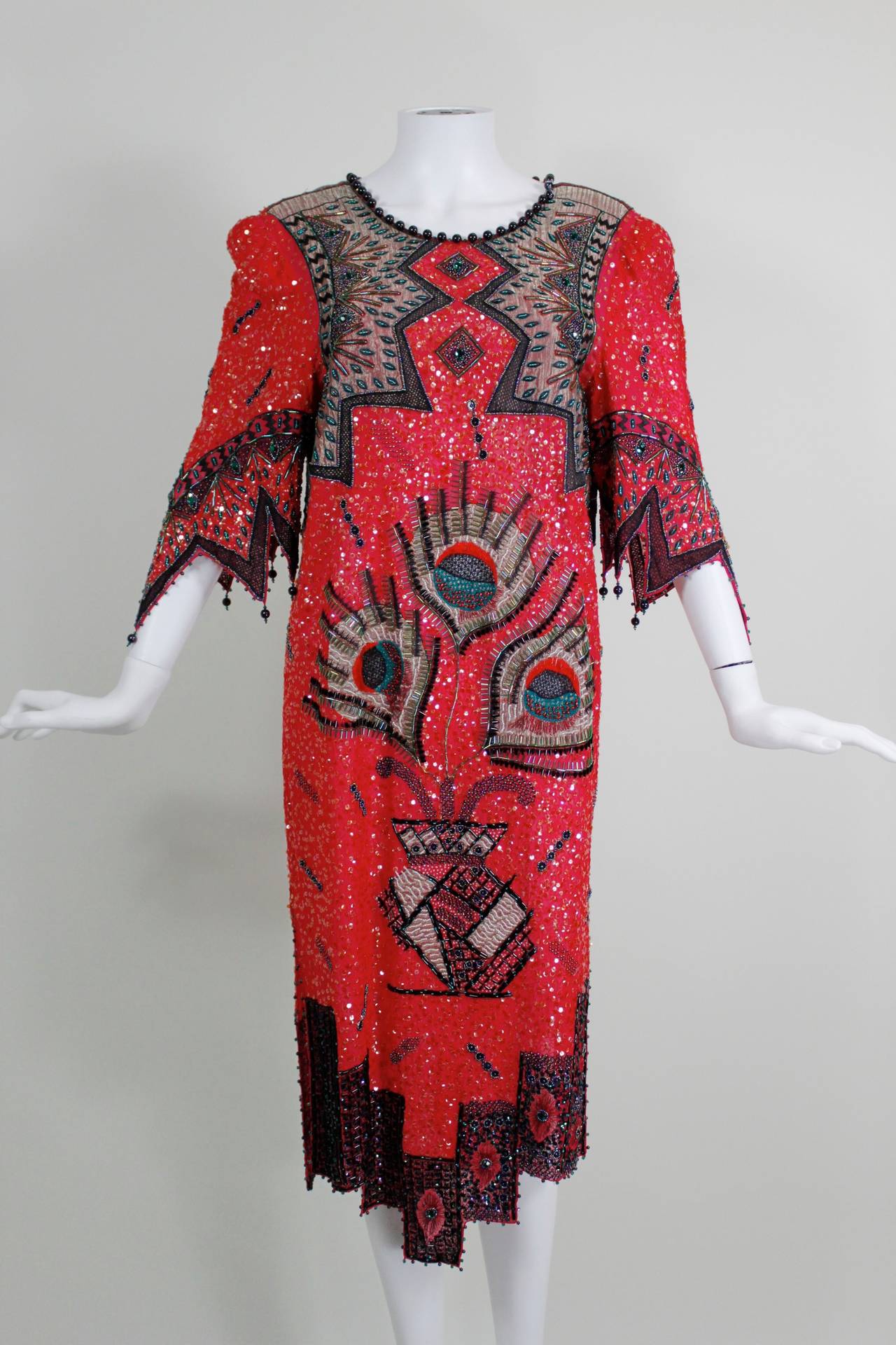 1980s Zandra Rhodes Egyptian Revival Party Dress In Excellent Condition In Los Angeles, CA