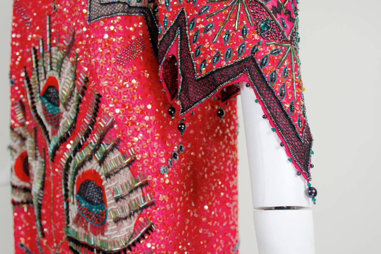1980s Zandra Rhodes Egyptian Revival Party Dress 5