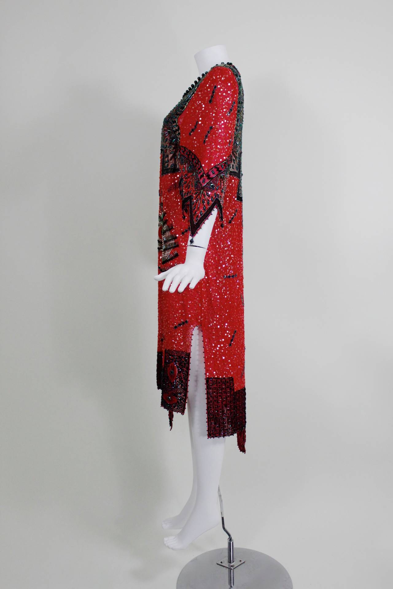 1980s Zandra Rhodes Egyptian Revival Party Dress 1
