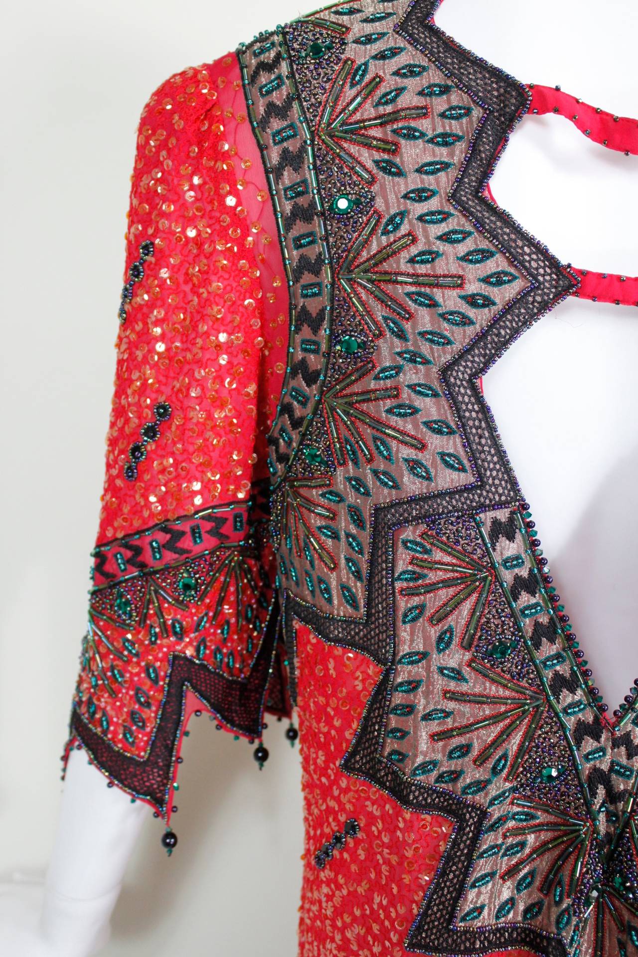 1980s Zandra Rhodes Egyptian Revival Party Dress 7