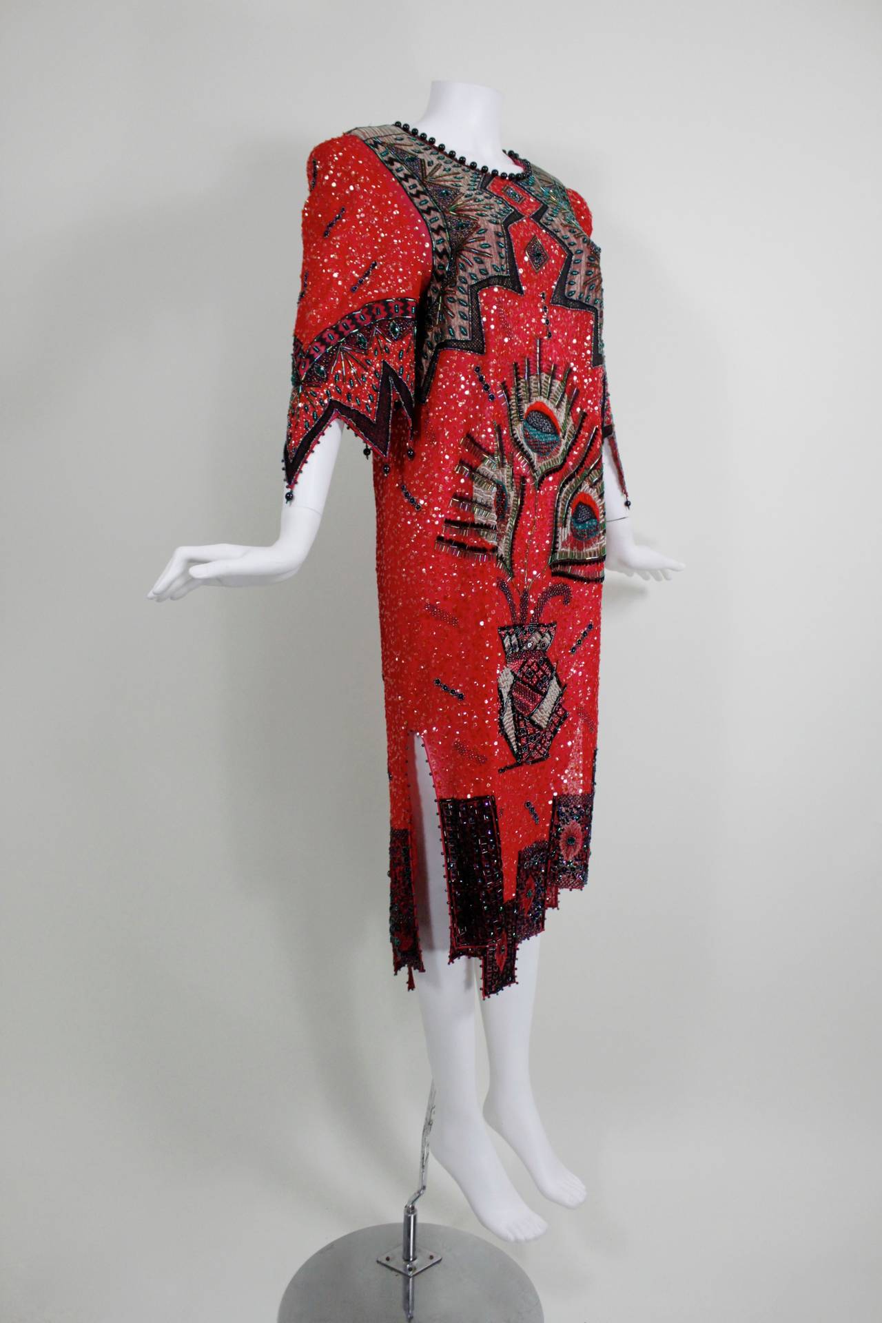 1980s Zandra Rhodes Egyptian Revival Party Dress 2